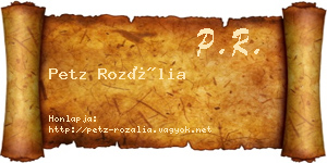 Petz Rozália névjegykártya